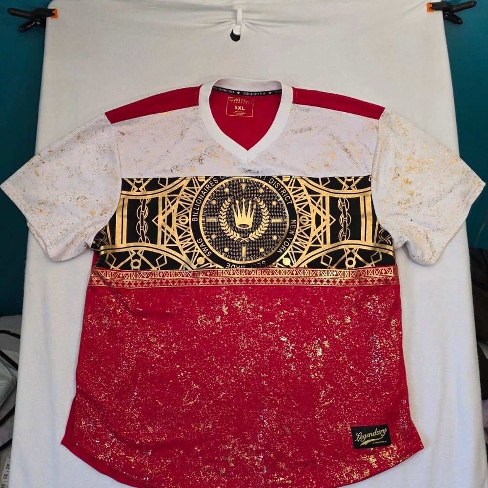 Switch Remarkable Billionaires District Jersey 5XL Red Gold Foil Streetwear